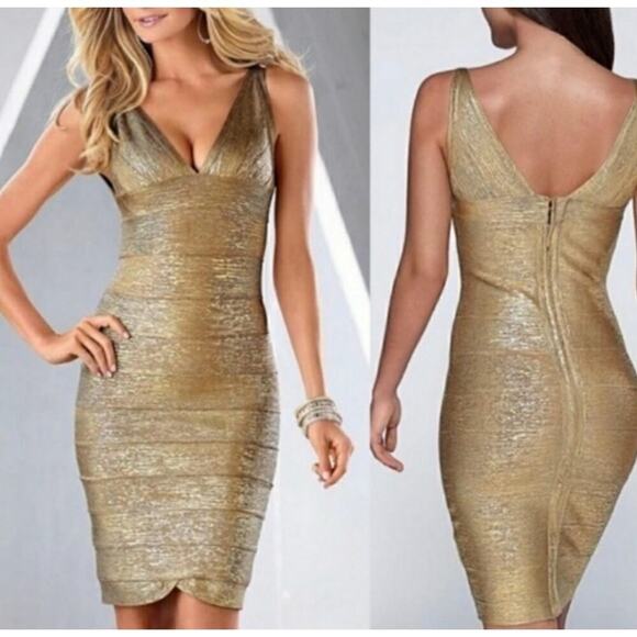 Venus Dresses & Skirts - Venus Golden Goddess Bodycon Bamdage Dress Sz Small NWT Metallic